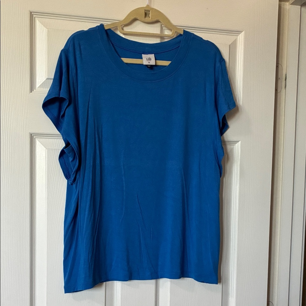 CAbi 6132 Blue Crew Neck Short Sleeve Tee
